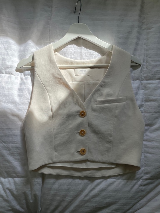 Wilfred Tops - Wilfred Cream Sleeveless Button Vest